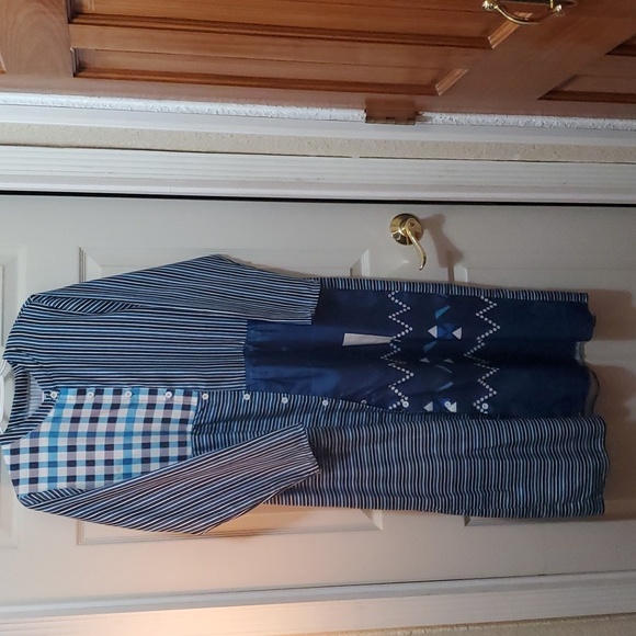 Blue Multi Pattern Interesting Dress. No Tags. Suspected Size 12-14. - Picture 5 of 5